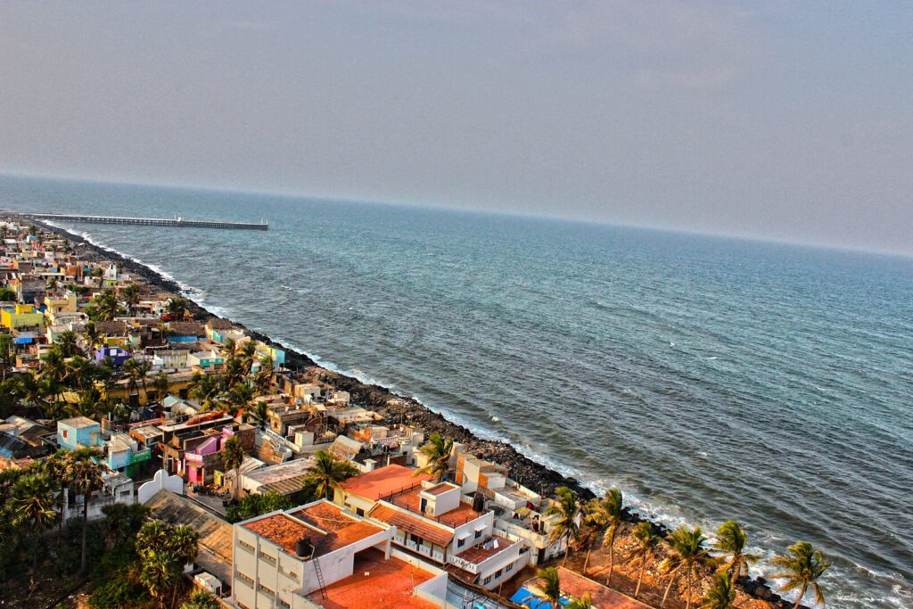 View of Puducherrybeach from the lighthouse

